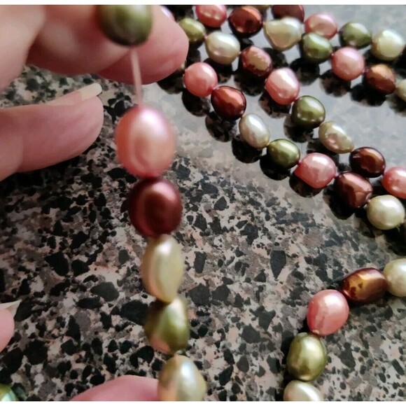 HONORA 925 SILVER MULTI PEARL BEAD 36" SINGLE STRAND NECKLACE + 2 Bracelets Set - Picture 7 of 9